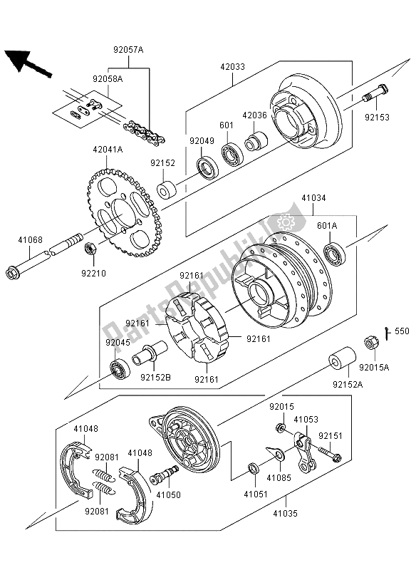 Todas las partes para Buje Trasero de Kawasaki KLX 110 2002