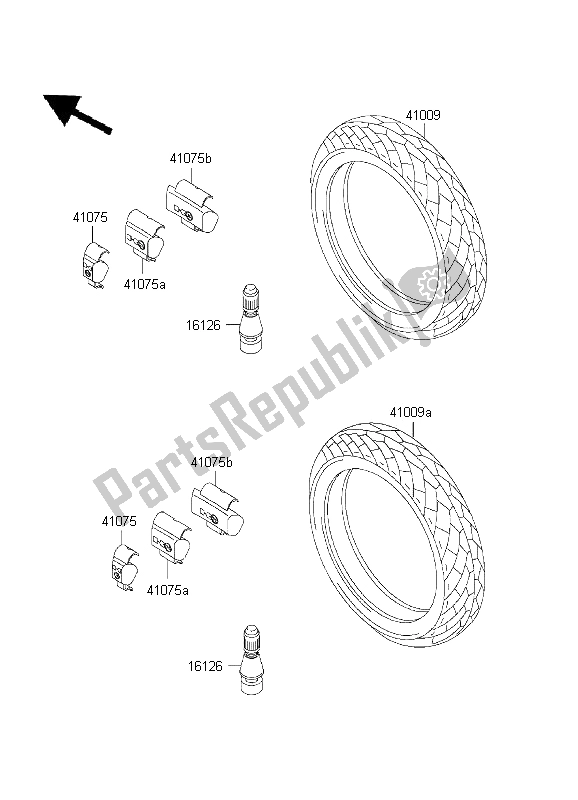 Alle onderdelen voor de Banden van de Kawasaki ER 5 500 2001