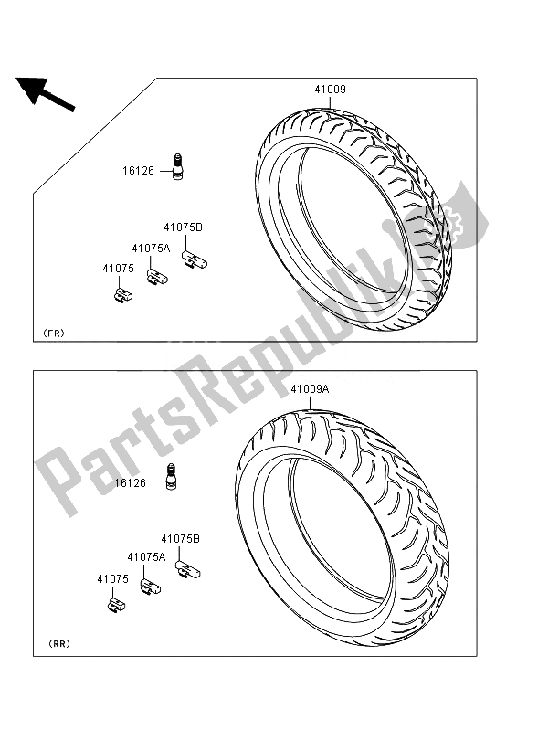 All parts for the Tires of the Kawasaki ER 6N ABS 650 2007