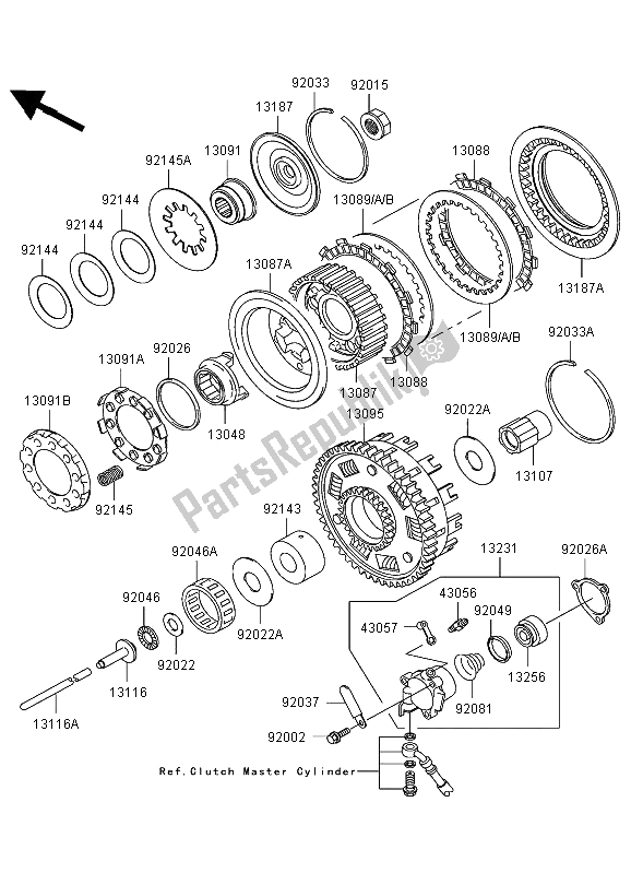 All parts for the Clutch of the Kawasaki VN 1500 Mean Streak 2002