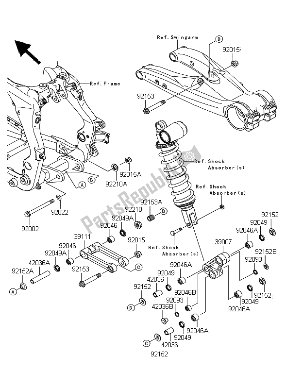 All parts for the Rear Suspension of the Kawasaki KFX 450R 2011