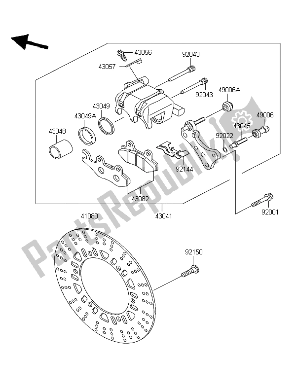 All parts for the Front Brake of the Kawasaki Eliminator 125 2004