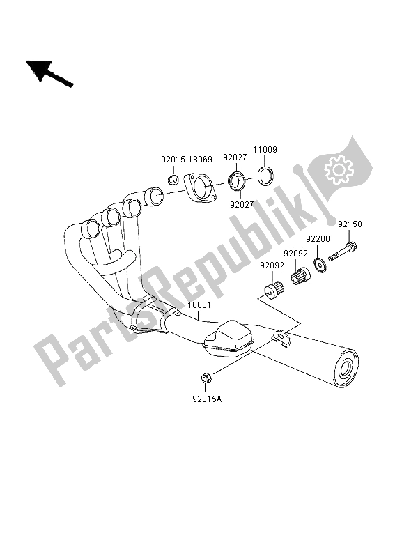 Toutes les pièces pour le Silencieux du Kawasaki Zephyr 550 1996