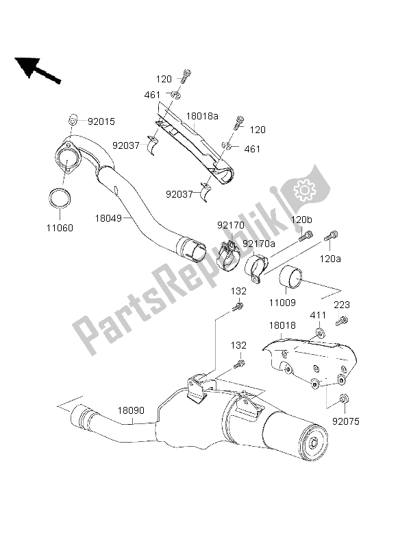 All parts for the Muffler of the Kawasaki KLX 650R 1999