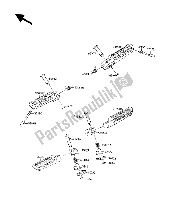 Tutte le parti per il Poggiapiedi del Kawasaki GPX 250R 1988