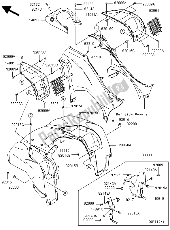 All parts for the Front Fender of the Kawasaki KVF 650 4X4 2012