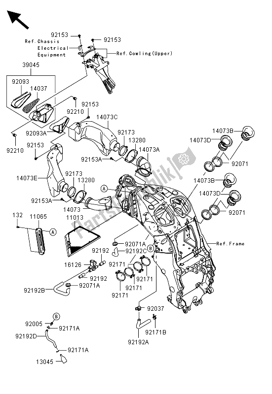 All parts for the Air Cleaner of the Kawasaki ZZR 1400 ABS 2013