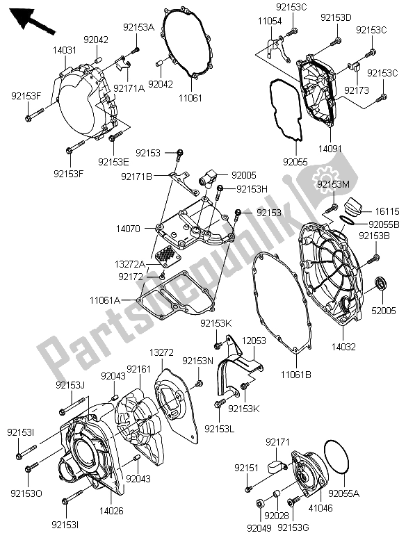 Tutte le parti per il Coperchio Del Motore del Kawasaki ZZR 1400 ABS 2012