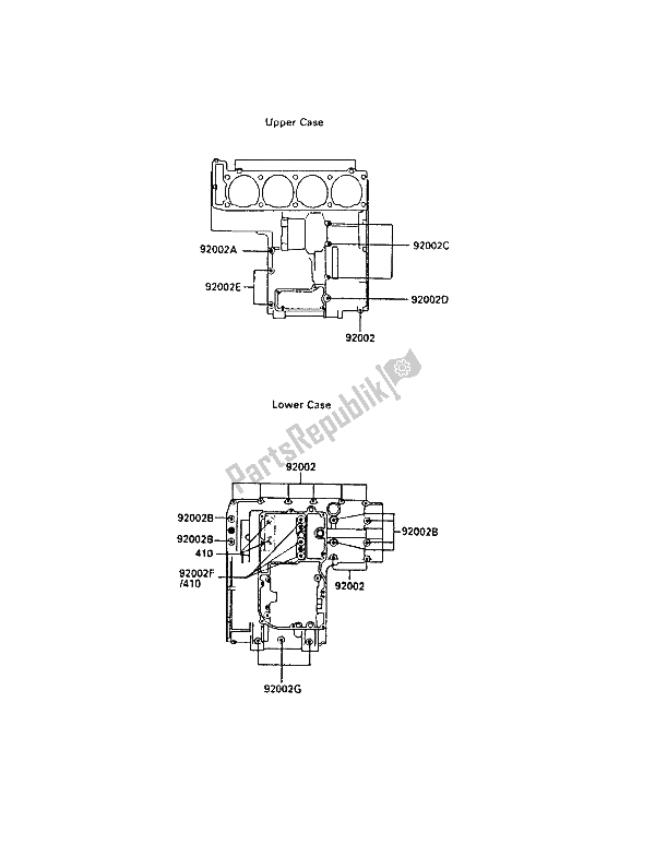 All parts for the Crankcase Bolt Pattern of the Kawasaki 1000 GTR 1988