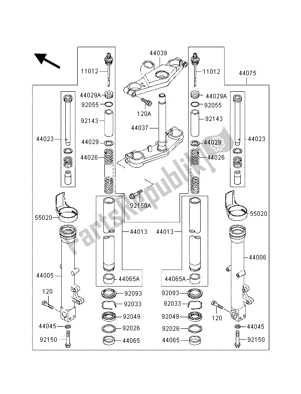 Todas as partes de Garfo Dianteiro do Kawasaki ZZ R 600 1998