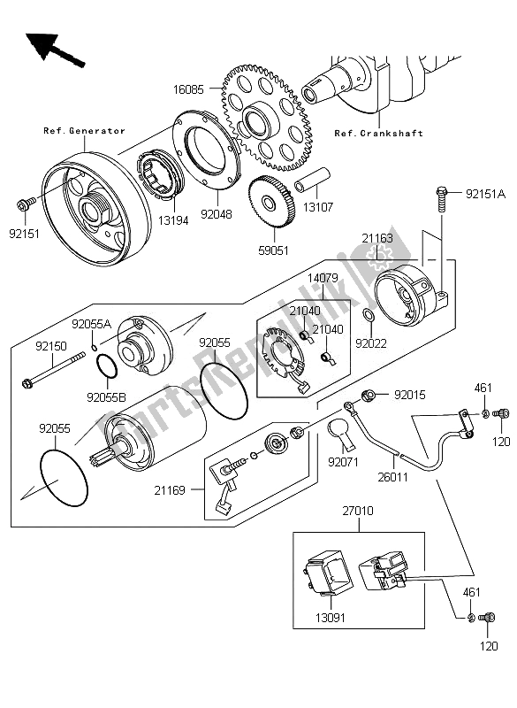 Toutes les pièces pour le Démarreur du Kawasaki Z 750 ABS 2007