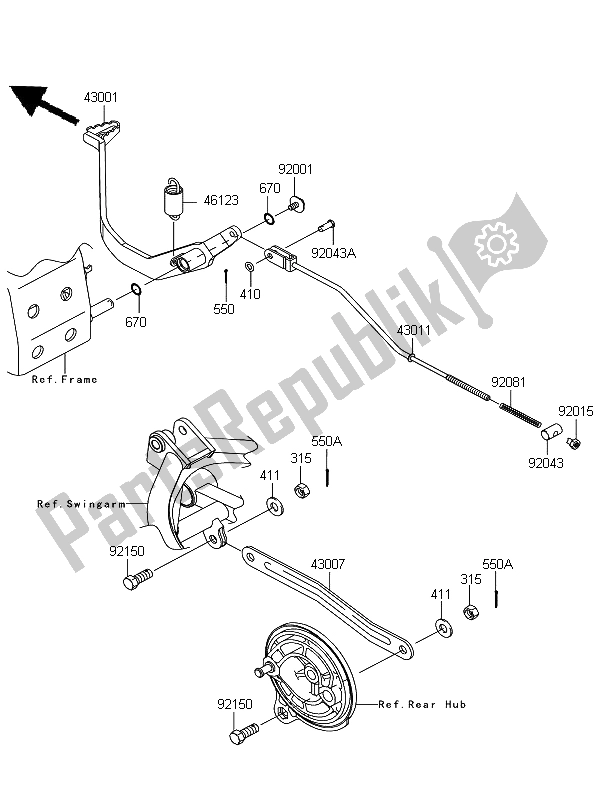 All parts for the Brake Pedal of the Kawasaki KLX 110 2013