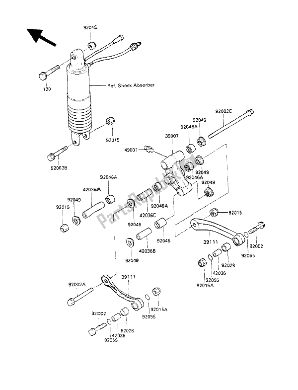 All parts for the Suspension of the Kawasaki GPX 600R 1989