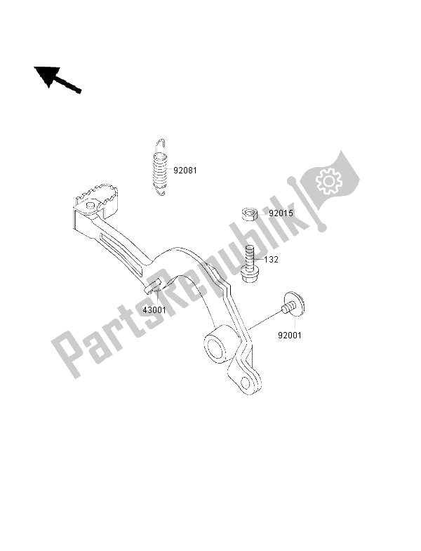 Todas las partes para Pedal De Freno de Kawasaki KX 500 2001