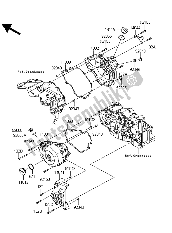 Toutes les pièces pour le Couvert De Moteur du Kawasaki Ninja 250R 2010