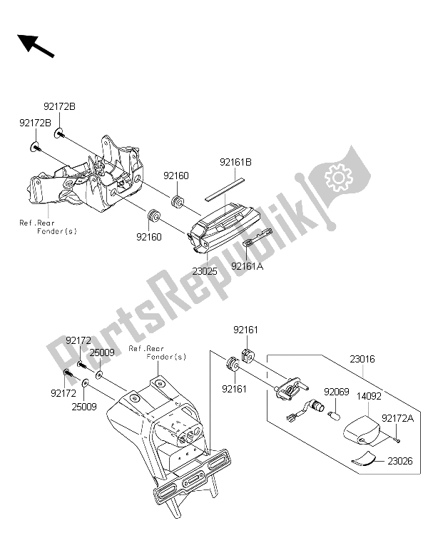 All parts for the Taillight(s) of the Kawasaki Ninja ZX 10R 1000 2015