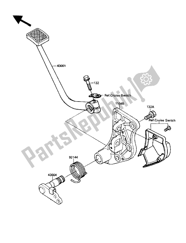 All parts for the Brake Pedal of the Kawasaki ZG 1200 B1 1990