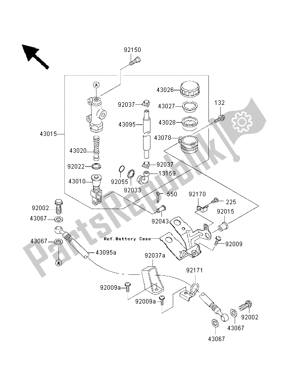 Todas as partes de Cilindro Mestre Traseiro do Kawasaki Ninja ZX 9R 900 2000