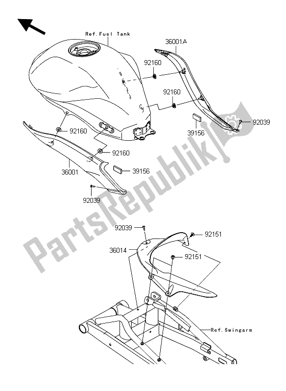 Wszystkie części do Os? Ony Boczne I Os? Ona ? A? Cucha Kawasaki ER 6F 650 2009