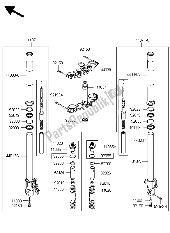 Toutes les pièces pour le Fourche Avant du Kawasaki Z 750 ABS 2007