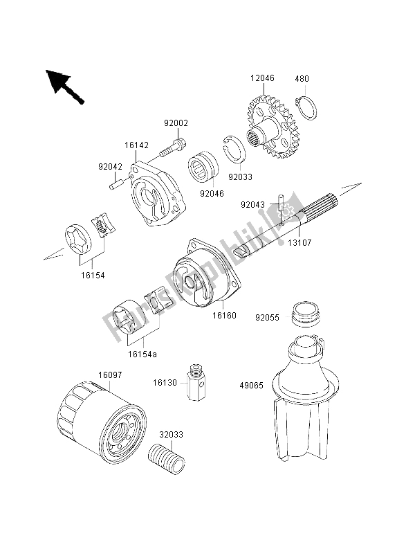 All parts for the Oil Pump of the Kawasaki Ninja ZX 7R 750 2000