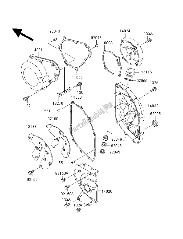 Tutte le parti per il Coperchio Del Motore del Kawasaki ZZ R 600 1997