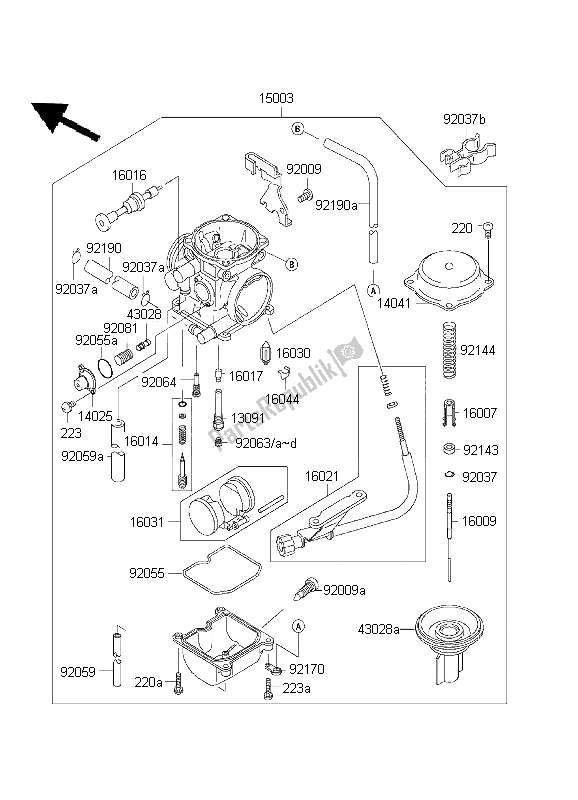 All parts for the Carburetor of the Kawasaki KLX 300R 1999