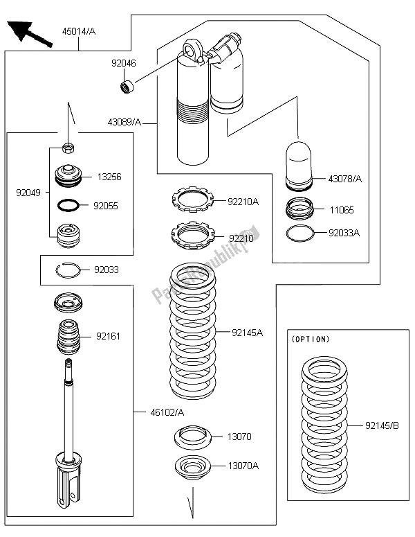 All parts for the Shock Absorber of the Kawasaki KX 450F 2012