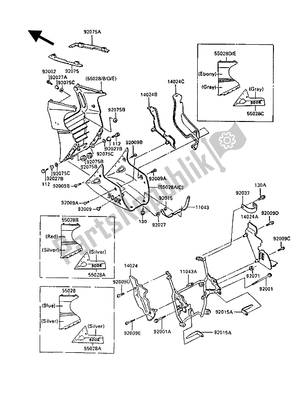 Toutes les pièces pour le Capot Abaisse du Kawasaki GPZ 900R 1988