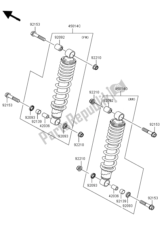 All parts for the Shock Absorber of the Kawasaki KVF 750 4X4 2010