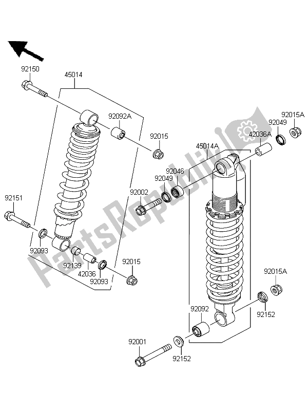 Tutte le parti per il Ammortizzatore del Kawasaki KFX 700 KSV 700B6F 2006