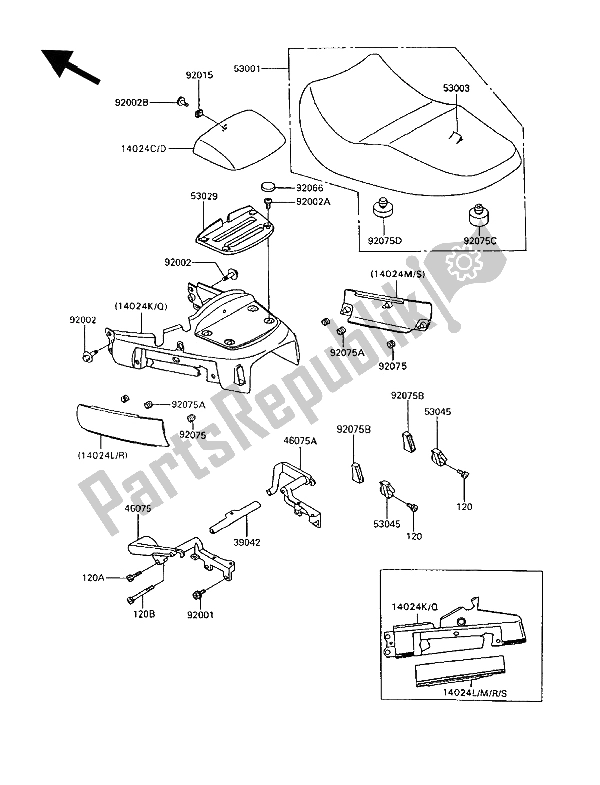 All parts for the Seat of the Kawasaki 1000 GTR 1992