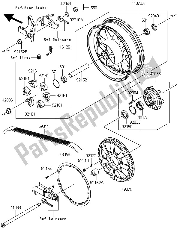 All parts for the Rear Hub of the Kawasaki VN 1700 Classic ABS 2014