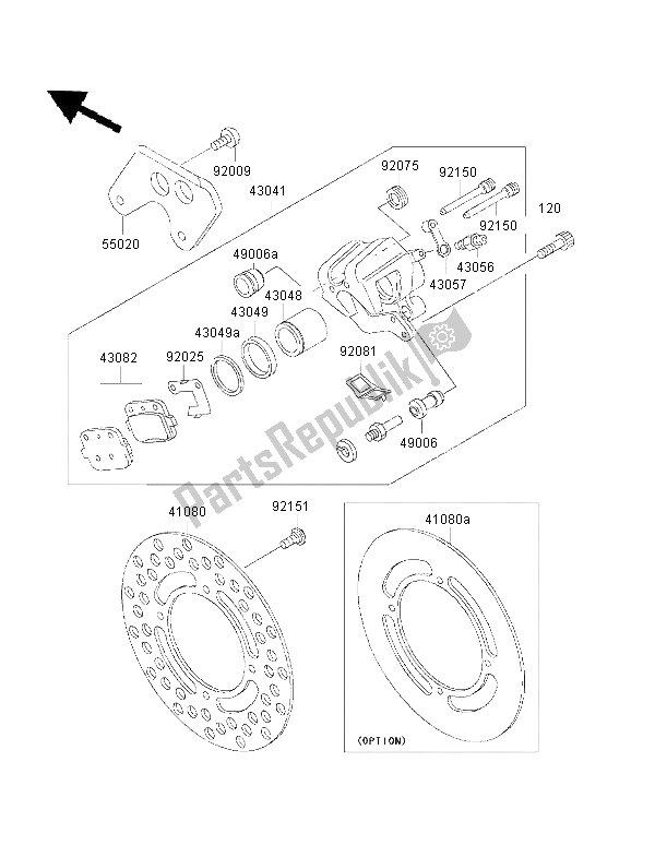 All parts for the Rear Brake of the Kawasaki KX 85 LW 2001