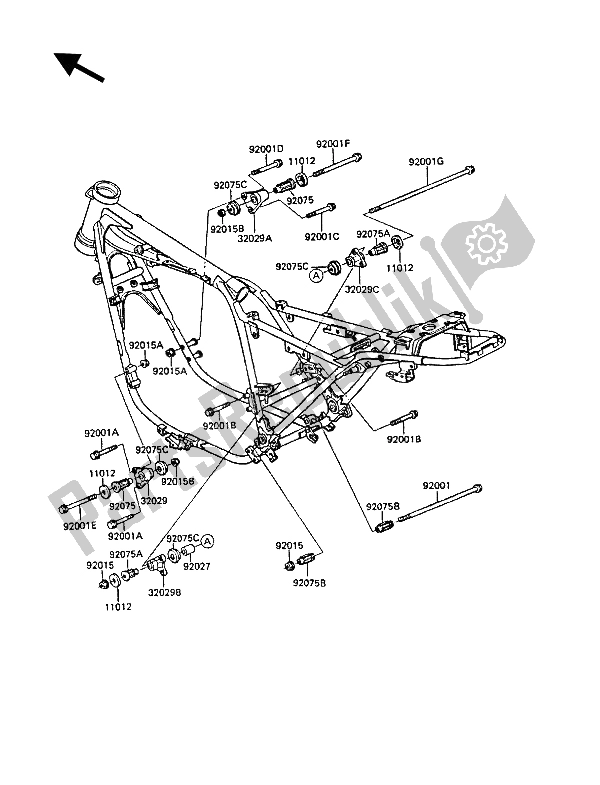 All parts for the Frame Fittings of the Kawasaki GT 550 1987