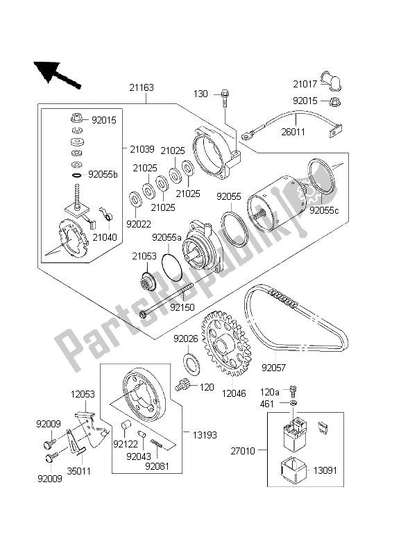 All parts for the Starter Motor of the Kawasaki ER 5 500 2001