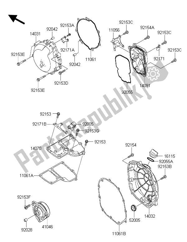 Tutte le parti per il Coperchio (i) Del Motore del Kawasaki 1400 GTR ABS 2015
