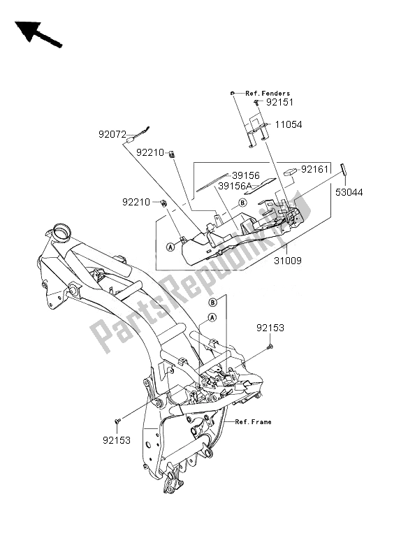 Alle onderdelen voor de Batterijhouder van de Kawasaki Z 1000 ABS 2007