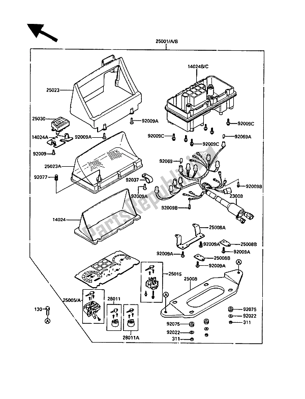 All parts for the Meter of the Kawasaki 1000 GTR 1989