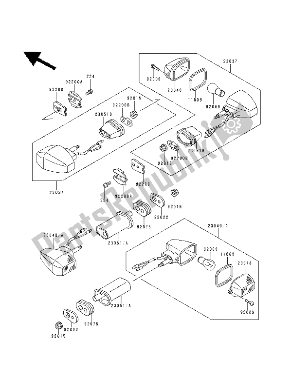 Tutte le parti per il Indicatori Di Direzione del Kawasaki GPZ 500S 1994