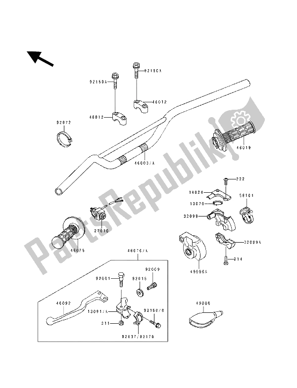 Tutte le parti per il Manubrio del Kawasaki KX 125 1990