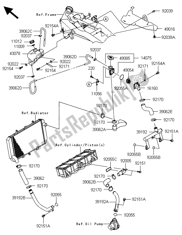 Todas las partes para Tubería De Agua de Kawasaki Z 800 CDS 2013