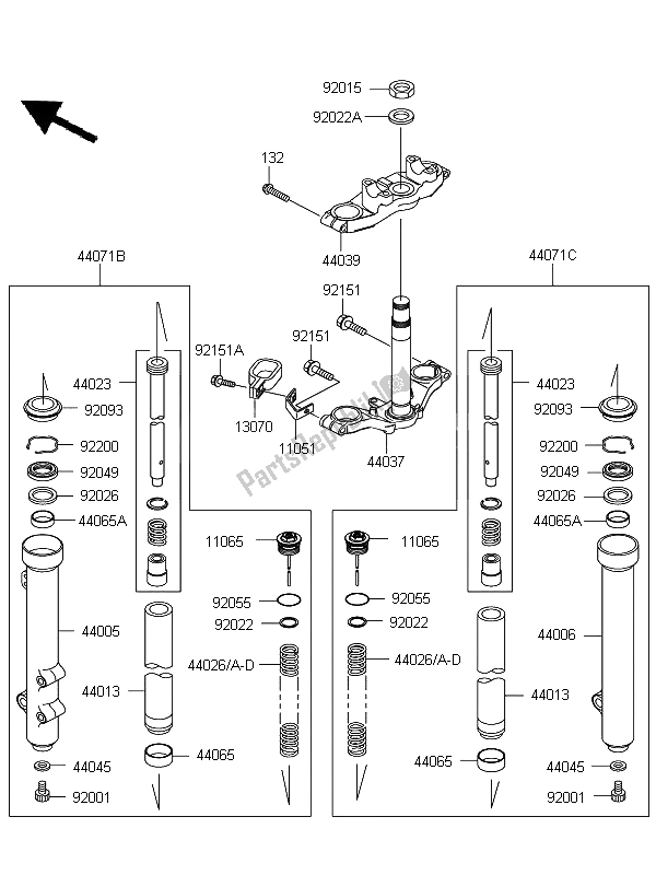 Toutes les pièces pour le Fourche Avant du Kawasaki KX 65 2012