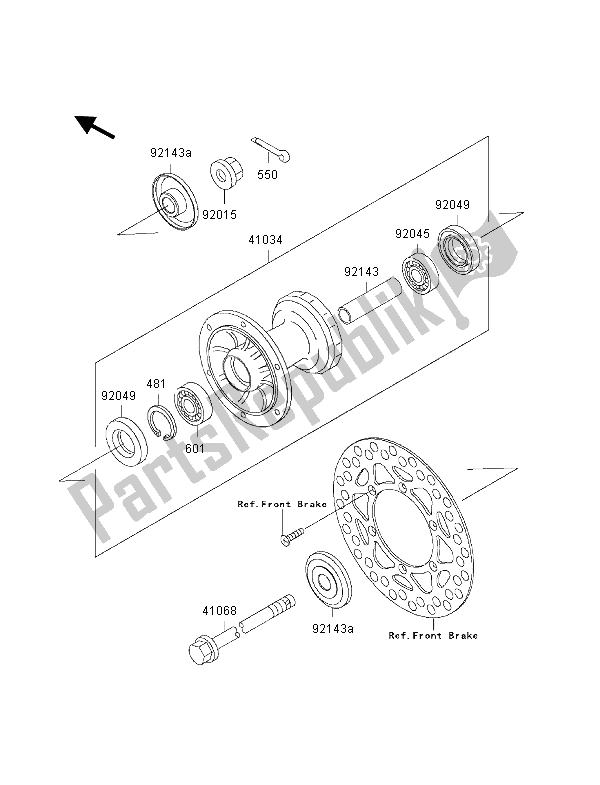 Tutte le parti per il Mozzo Anteriore del Kawasaki KX 80 SW LW 2000