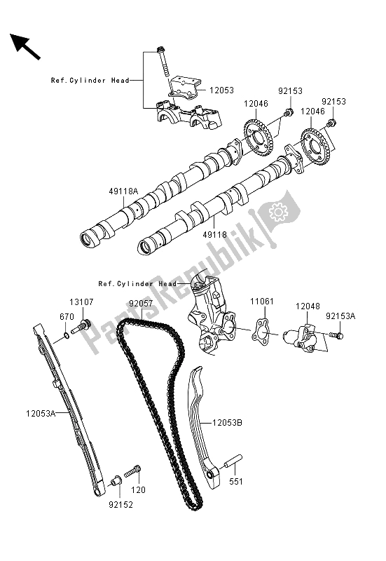 All parts for the Camshaft(s) & Tensioner of the Kawasaki ZZR 1400 ABS 2013