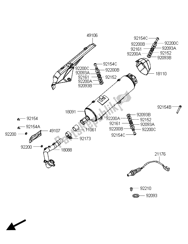 All parts for the Muffler(s) of the Kawasaki J 300 ABS 2015