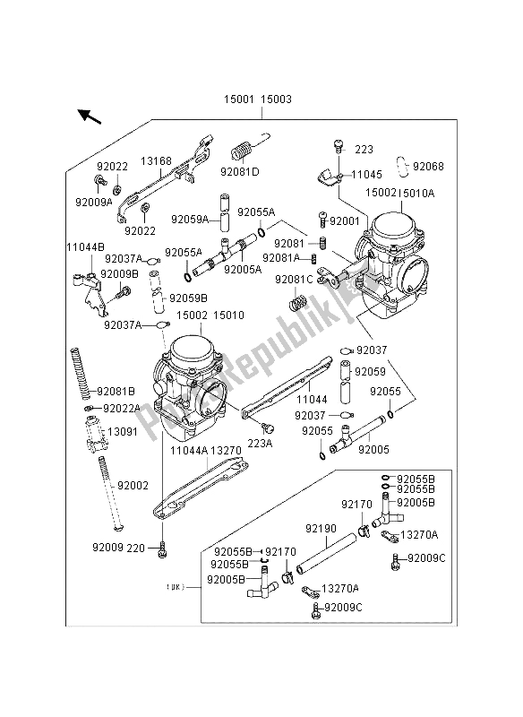 All parts for the Carburetor of the Kawasaki GPZ 500S UK 1995