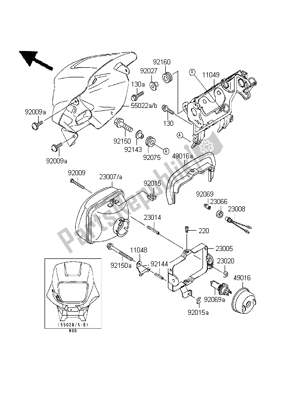 Alle onderdelen voor de Koplamp van de Kawasaki KLR 650 1999