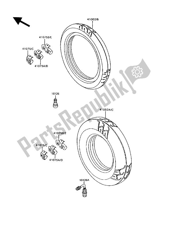 All parts for the Tires of the Kawasaki 1000 GTR 1994