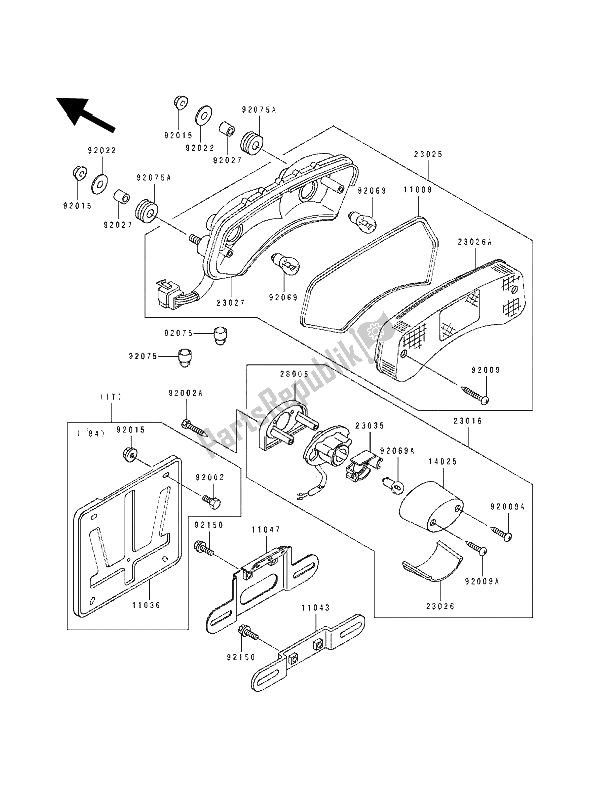 All parts for the Taillight(s) of the Kawasaki EL 250D 1993